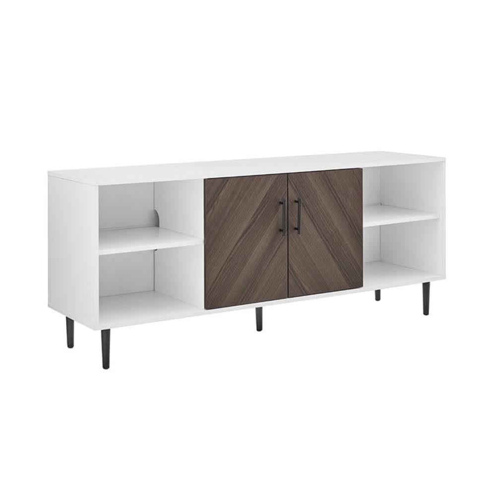 Caye Modern 2-Door Bookmatch TV Stand for TVs up to 65 Inches 58 Inch Ash Brown