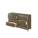 6-Drawers Wood Bedroom Dresser with Acrylic Legs in Dark Champagne