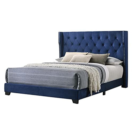 Panel Bed, Full, Navy Blue