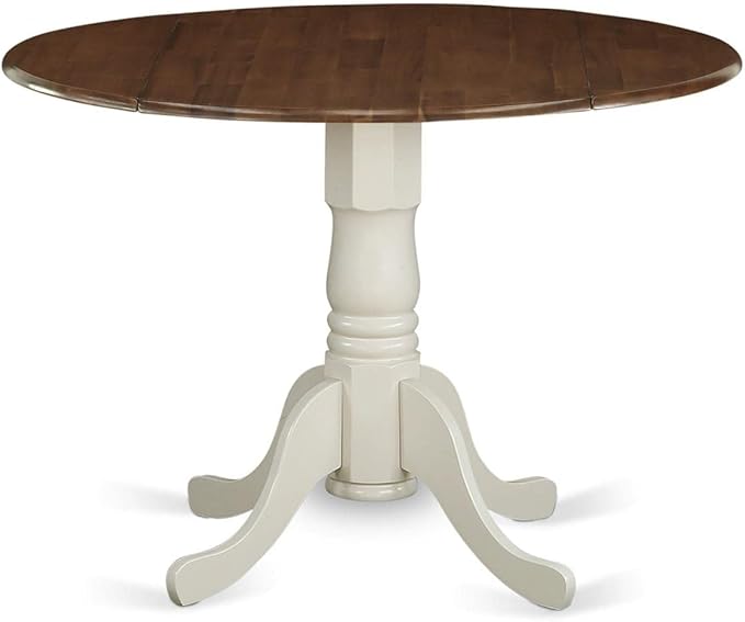 DMT-WLW-TP Dublin Modern Kitchen Table - a Round Dining Table Top with Dropleaf & Pedestal Base,