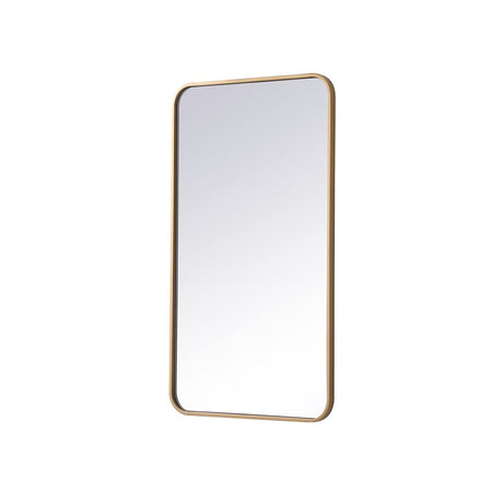 Evermore 20x36 Soft Corner Metal Rectangular Mirror in Brass