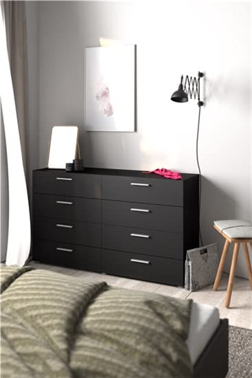 Tvilum 8 Drawer Double Dresser, 15.85" D x 55.12" W x 32.17" H, Black Matte