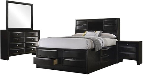 4-Piece California King Storage Wood Bedroom Set in Black