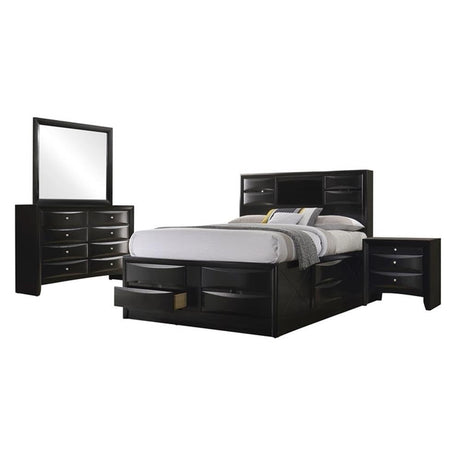 4-Piece California King Storage Wood Bedroom Set in Black