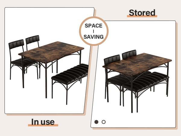 4-Piece Dining Table Set with Upholstered Bench & Chairs