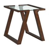 Square End Table with Tempered Glass Top in Dark Espresso