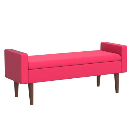 Home Decor | Upholstered Modern Velvet Storage Ottoman Bench | Ottoman Bench with Storage for Living Room & Bedroom | Decorative Home Furniture, Pink Velvet.