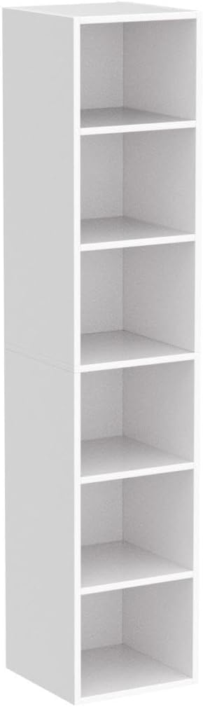 70.9 Inch Tall Narrow Bookcase, Modern White Corner Bookcase with Storage