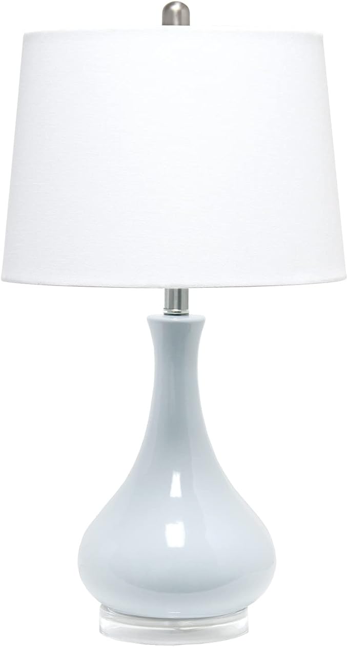 Ceramic Genie Tear Drop Shaped Glossy Table Lamp, Rose Pink