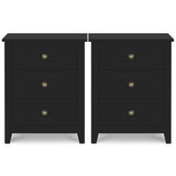 Black Nightstands with Drawer - Set of 2 Modern Bedroom Night Stands, Tall Wood Bedside Tables