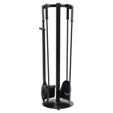 Fireplace Tool Set in Black - Includes Brush, Shovel, Fire Poker, Tongs, and Stand