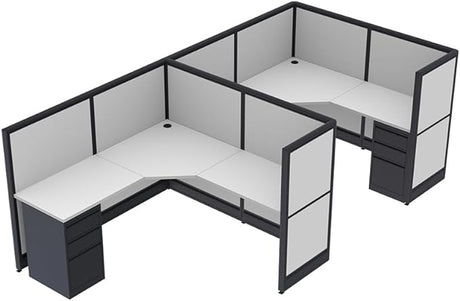 . 2 Person L Shaped Cubicles | Privacy L-Shaped Workstations