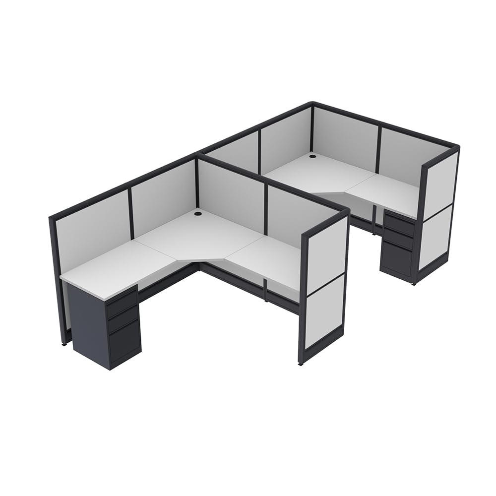 . 2 Person L Shaped Cubicles | Privacy L-Shaped Workstations