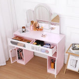 RGB Vanity Desk with Mirror and Lights,LED Makeup Table with Tri-fold Mirror,2 Drawers