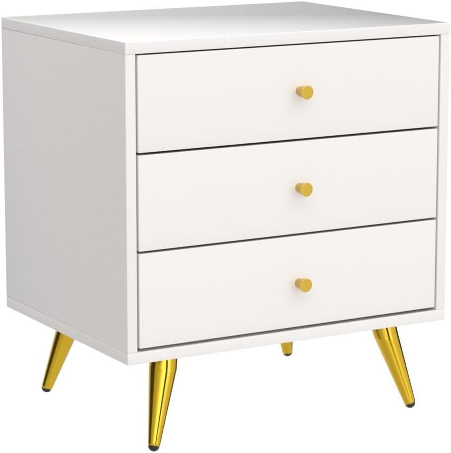 Set of 2 Nightstands with 3 Drawers, Modern Bedside Table Versatile End Side Table