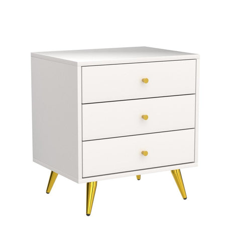 Set of 2 Nightstands with 3 Drawers, Modern Bedside Table Versatile End Side Table