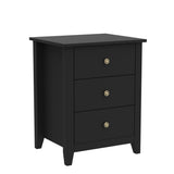 Black Nightstands with Drawer - Set of 2 Modern Bedroom Night Stands, Tall Wood Bedside Tables