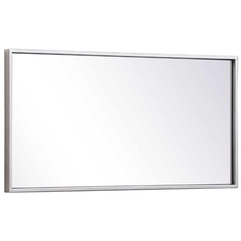 28" x 14" Modern Metal Frame Mirror in Sliver Finish