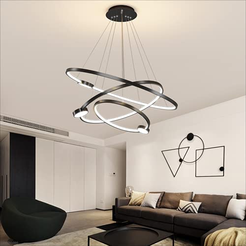 Chandeliers,Round Sdimming Led Light Modern Aluminum Linear Chandelier Suspended Adjustable