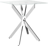 Modern Style Square Side Table with Tempered Glass Top and Metal Tubular Legs