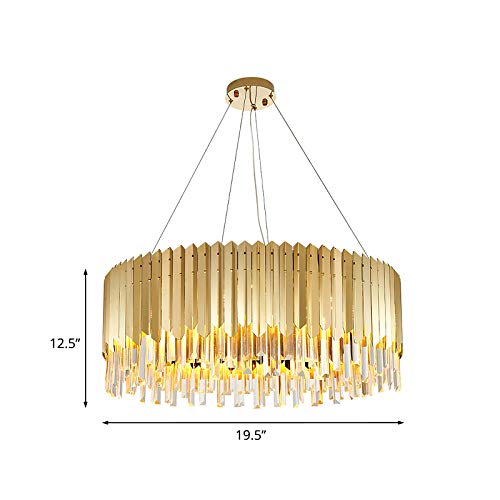 XINDAR 6 Lights Chandelier Light Fixture Luxury Crystal Pendant Lighting in Gold