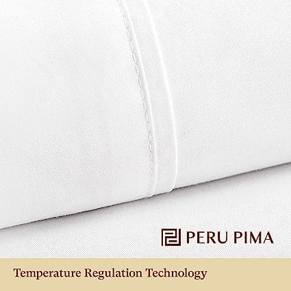 Thermoregulating All Season Bed Set, 100% Peruvian Cotton, (Flat Sheet, Fitted Sheet,