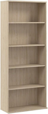 Hustle Tall 5 Shelf Bookcase in White, Large Freestanding Bookshelf for Home Office