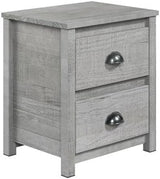 Hampton 2 Drawer Solid Wood Rustic Nightstand - Coastal White Finish