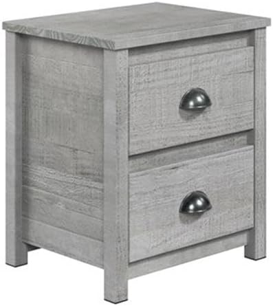 Hampton 2 Drawer Solid Wood Rustic Nightstand - Coastal White Finish