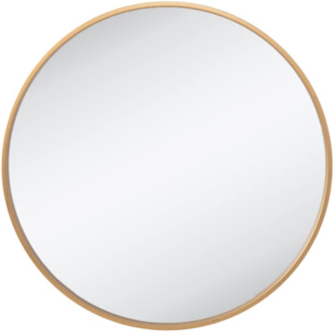 Gold Modern Round Large Metal Wall Mirror for Minimalist Home Decor, Bathroom or Entryway