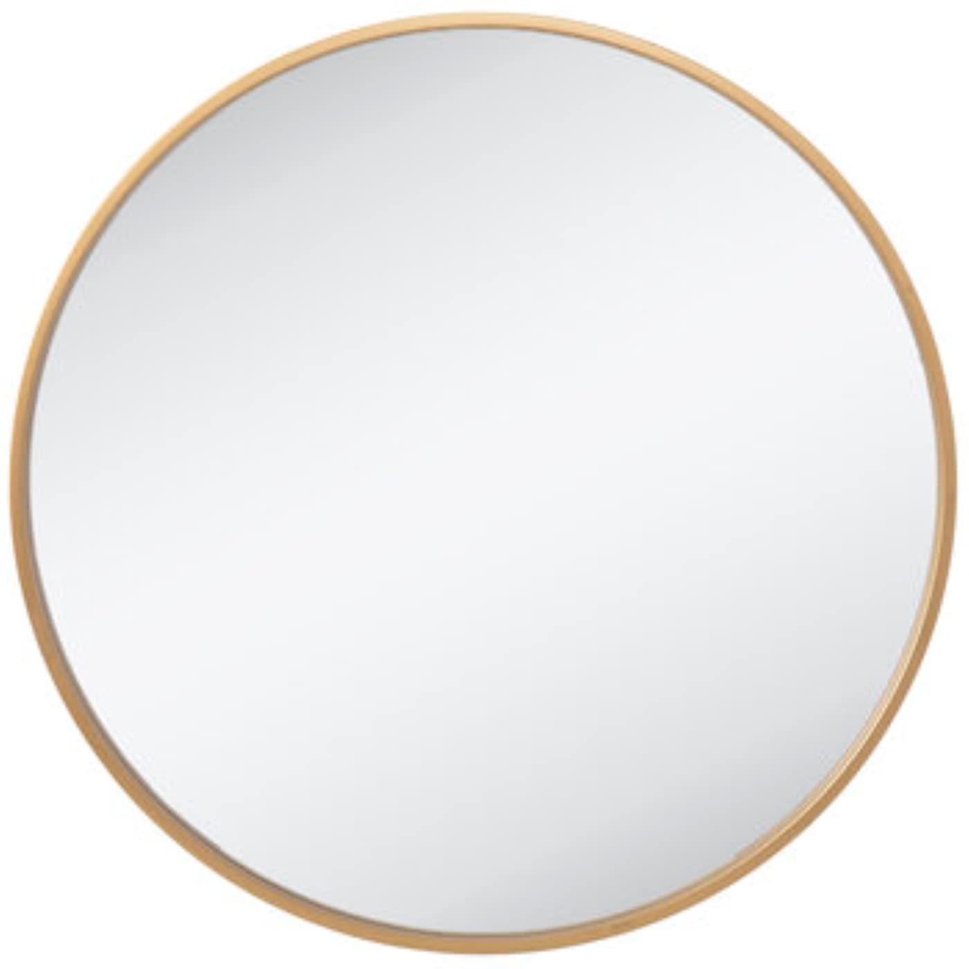 Gold Modern Round Large Metal Wall Mirror for Minimalist Home Decor, Bathroom or Entryway