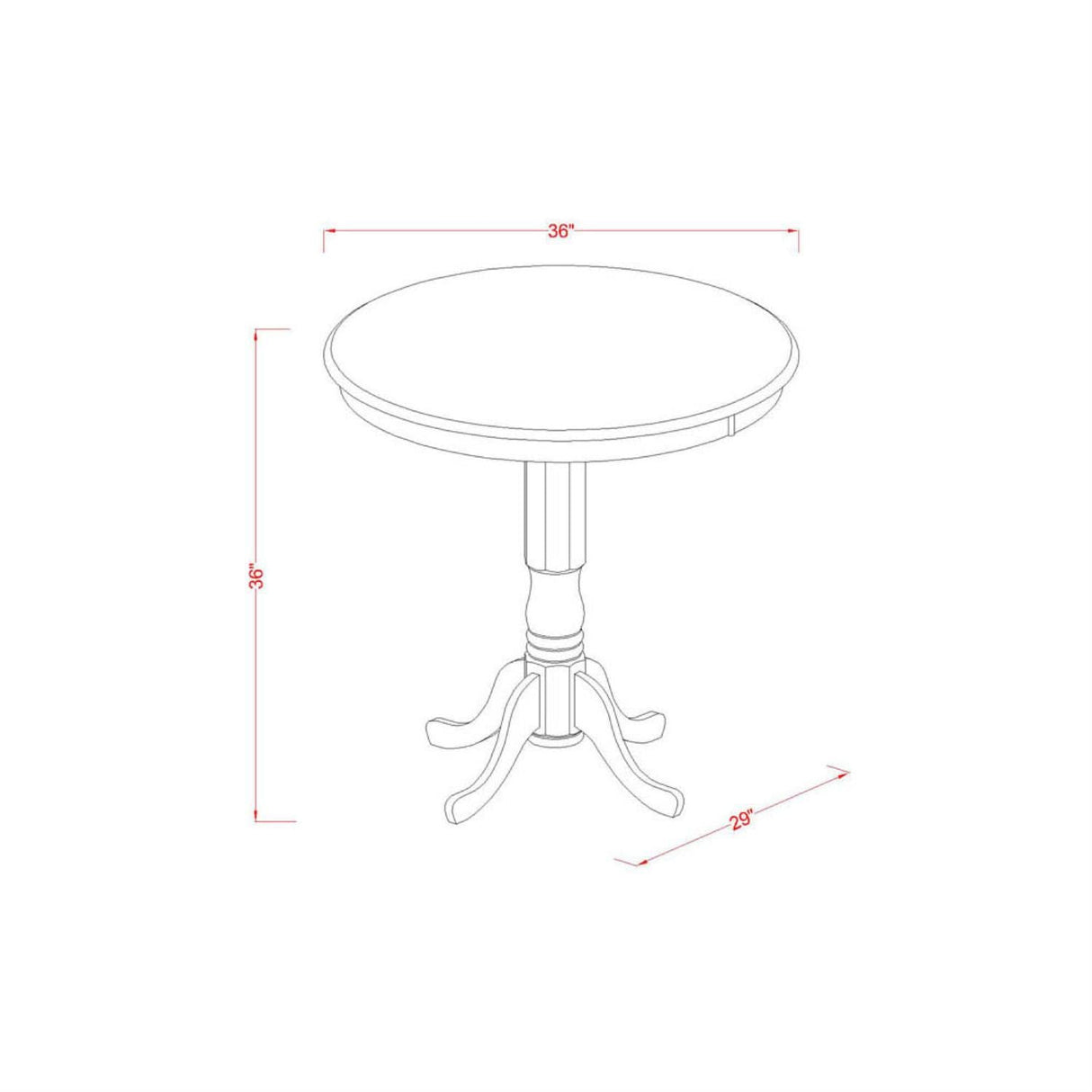 JAVN5-WHI-W 5 Piece Counter Height Dining Set Includes a Round Dining Table