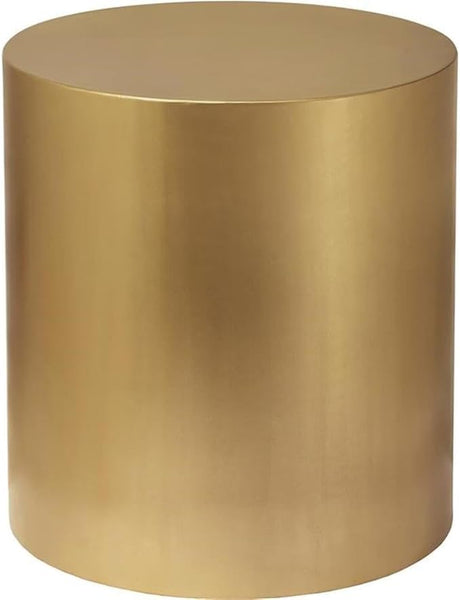 296-ET Cylinder Collection Modern | Contemporary Round End Table with Durable Metal Base, Brushed Gold, 20" W x 20" D x 22" H