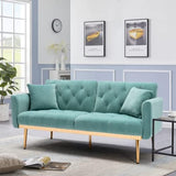 Convertible Futon Sofa Bed, Teddy Upholstered Folding Sleeper Sofa with Adjustable Backrest and 2 Pillows