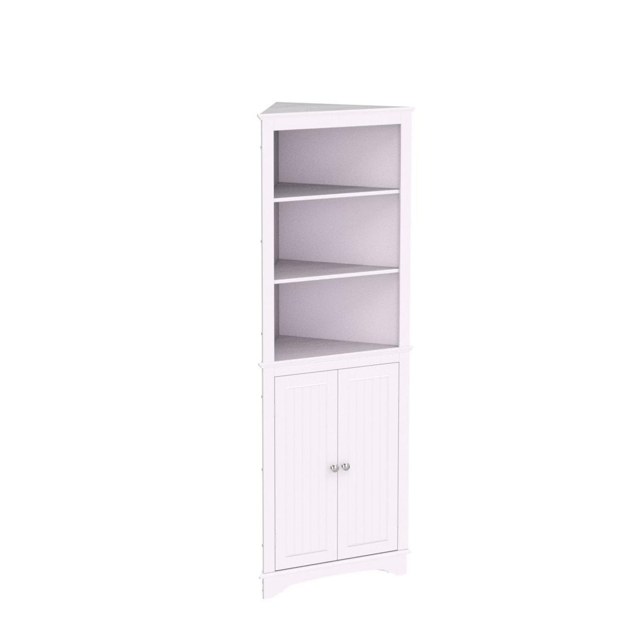 Tall Corner Cabinet with Doors and Shelves, Freestanding Corner Storage Cabinet for Bathroom,