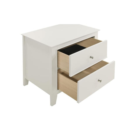 Selena Coastal Engineered Wood 2-Drawer Bedroom Nightstand Bedside Table Organizer Unit Cream White 400232