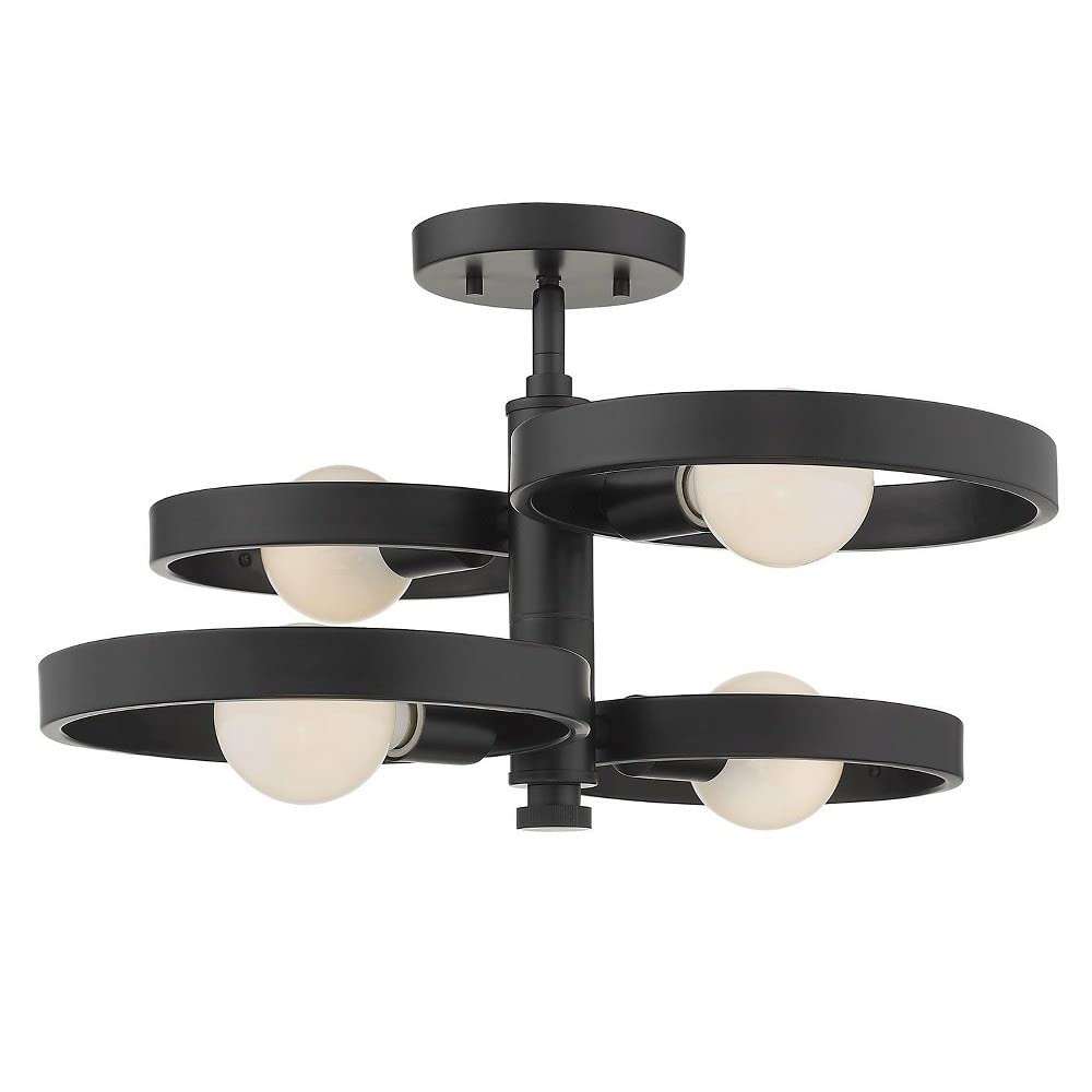 8330-4SF BLK Sloane Semi-Flush, Matte Black with Four Rings