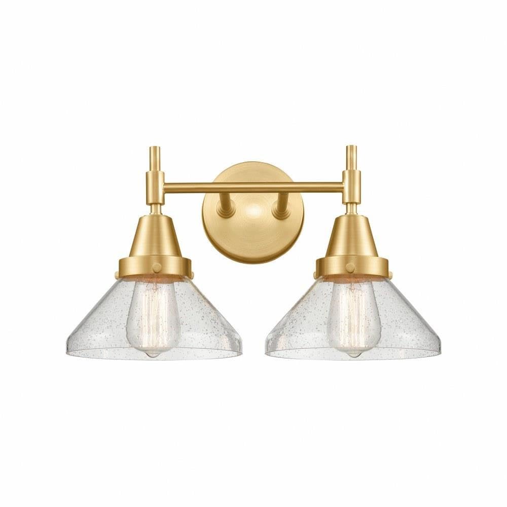 2 Light Bath Vanity-9.25 Inches Tall and 17 Inches Wide-Satin Gold Finish-Seedy Glass