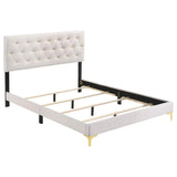 4-Piece Wood Eastern King Bedroom Set in White and Gold