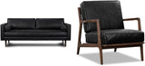 Napa 88.5” Sofa in Full-Grain Semi-Aniline Italian Tanned Leather, Onyx Black