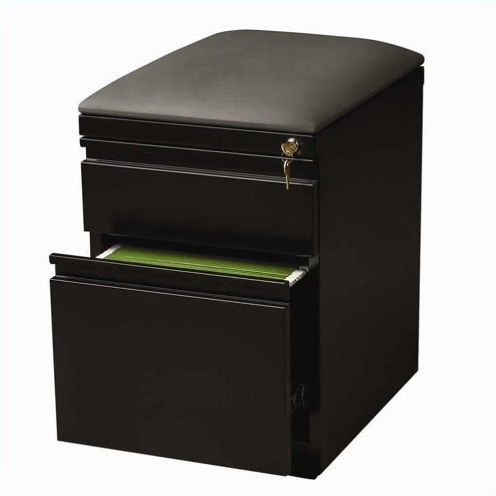 20-in Deep Mobile Pedestal File 2-Drawer Box/File. Black Cushion. Black