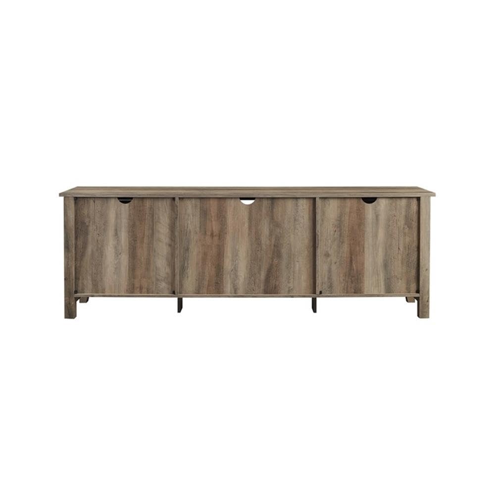 Farmhouse Rustic Wood Barn Door 70" TV Stand Console with Storage in Rustic Gray