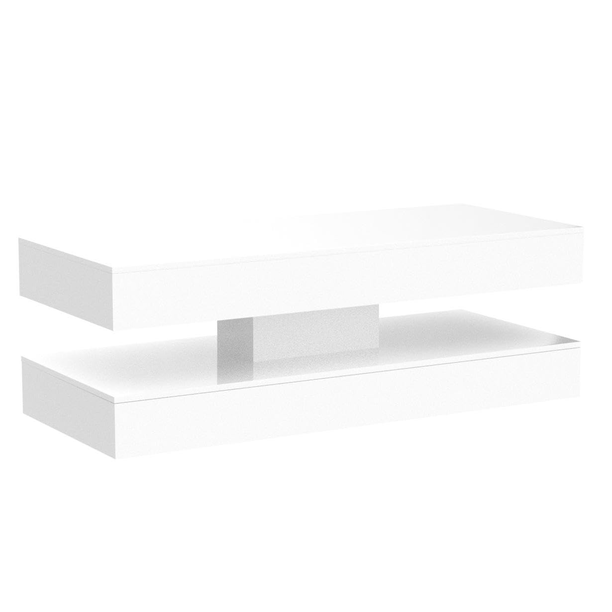 47.3IN High Glossy LED Coffee Table,APP LED Lights,Black/White, Modern Furniture
