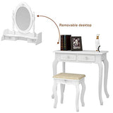 Imseigo 30" W Vanity Desk, Vanity Mirror and Table Set with 4 Drawers, Bedroom Wood Dressing Table Vanity Set with Stool for Women Girls (4 Drawers)