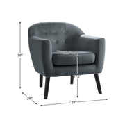 Velvet Upholstered Accent Chair in Gray