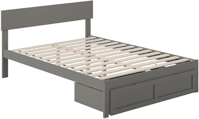 Solid Wood Full Bed with Foot Drawer in Walnut