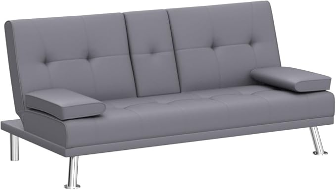 Low Profile Design: Convertible Folding Futon Sofa Bed Sleeper Couch for Living Room