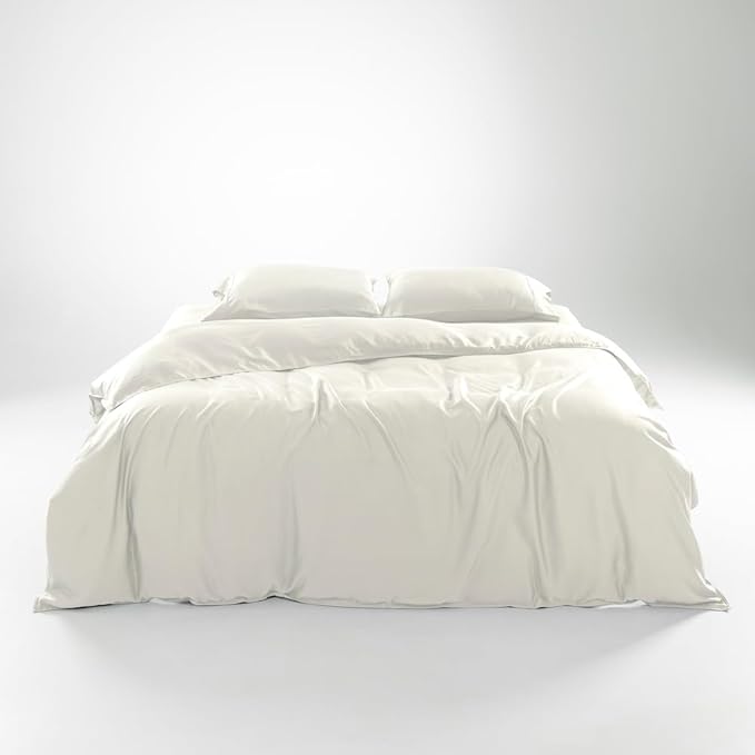 Luxury 100% Lyocell Eucalyptus Duvet Cover Set King Size, Tencel 3PC Vegan Bedding Set