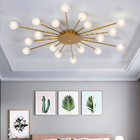 sputnik Ceiling Light Fixture, Modern Starburst Ceiling Light Milk Orb Glass Bedroom