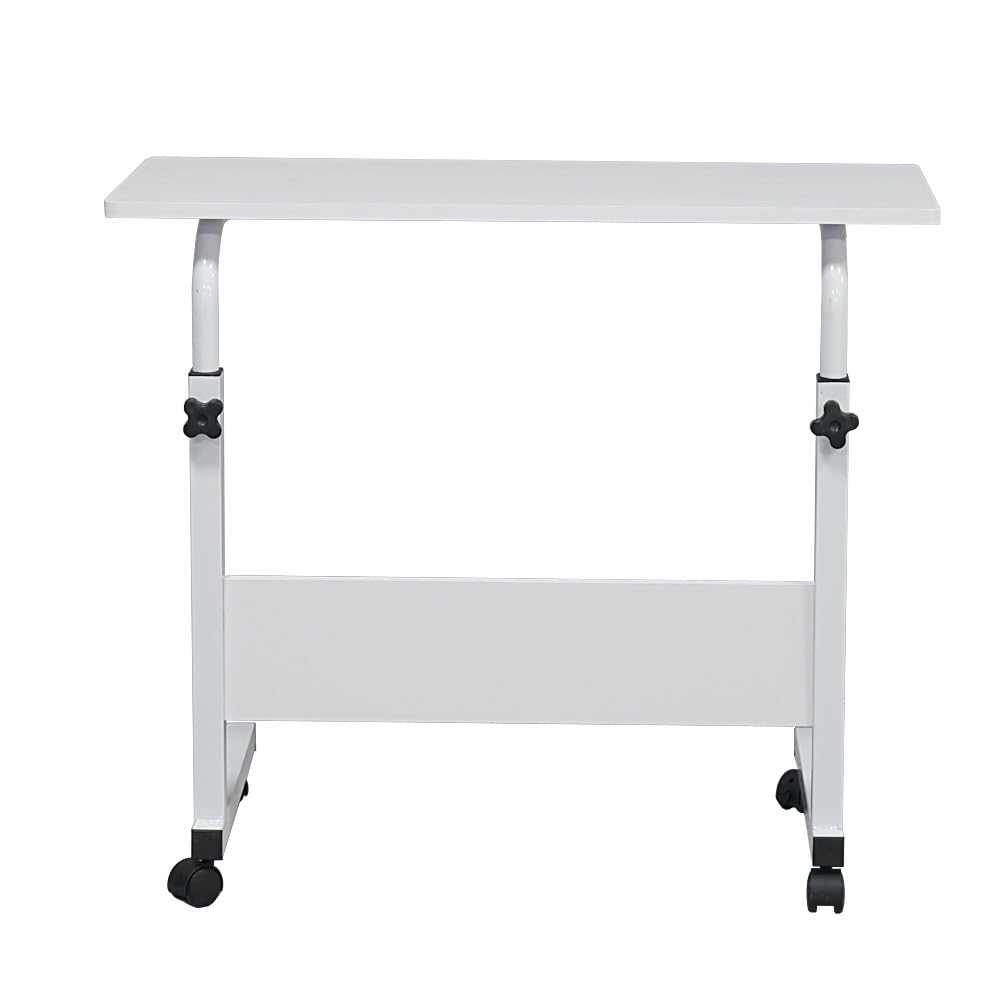 voqoomkl Standing Desk Adjustable Height, Mobile Stand Up Desk with Wheels Small Computer Desk Rolling Desk, Computer Desk White Standing Table Home Office Desks